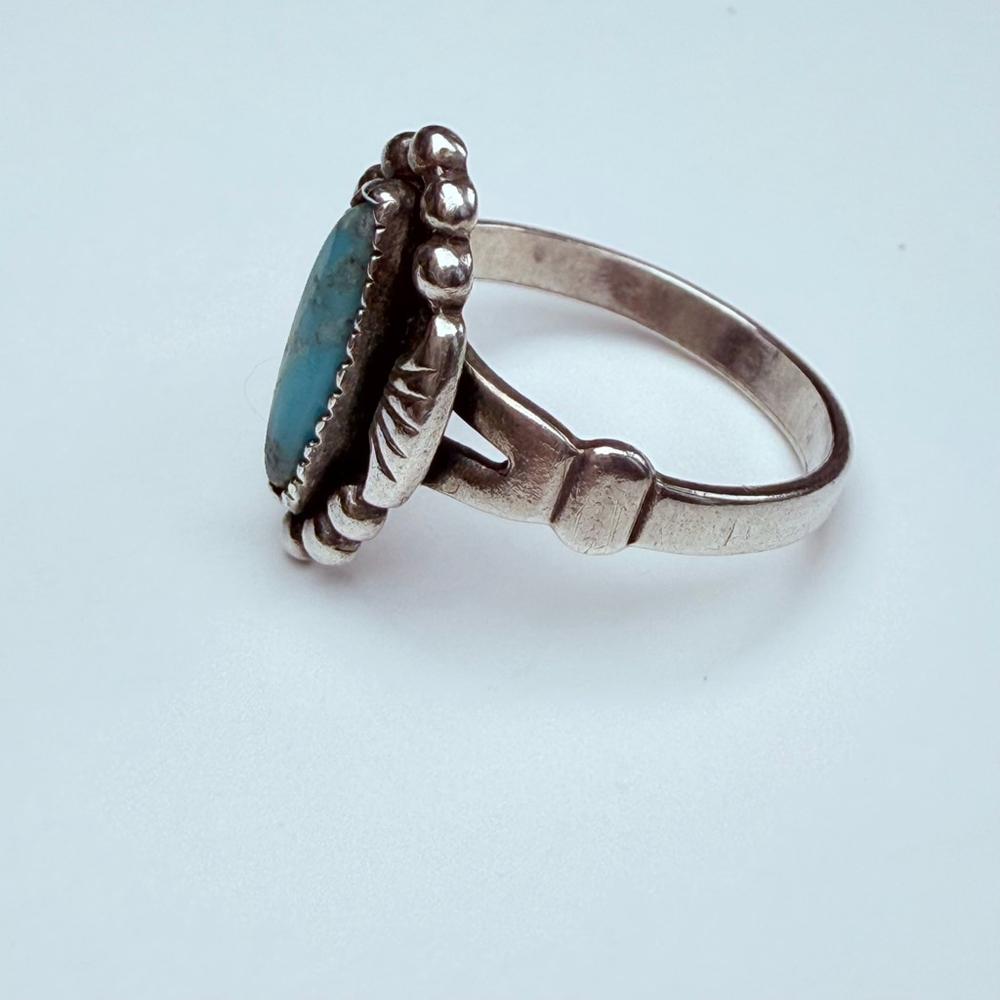 Southwest Native American Turquoise Bell Trading Post Sterling Silver VTG Ring - Picture 7 of 11